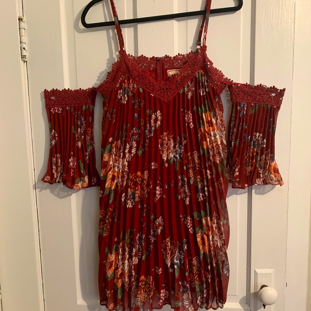 Red floral dress